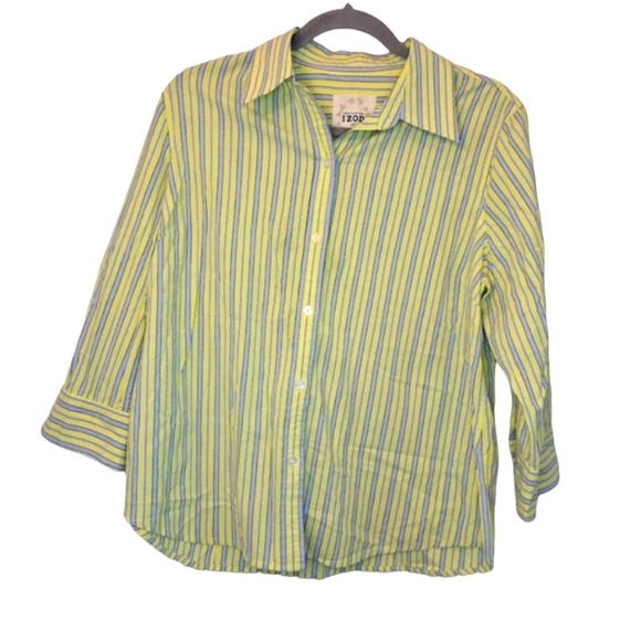 IZOD Striped Button Down Shirt Size Large - Picture 2 of 6